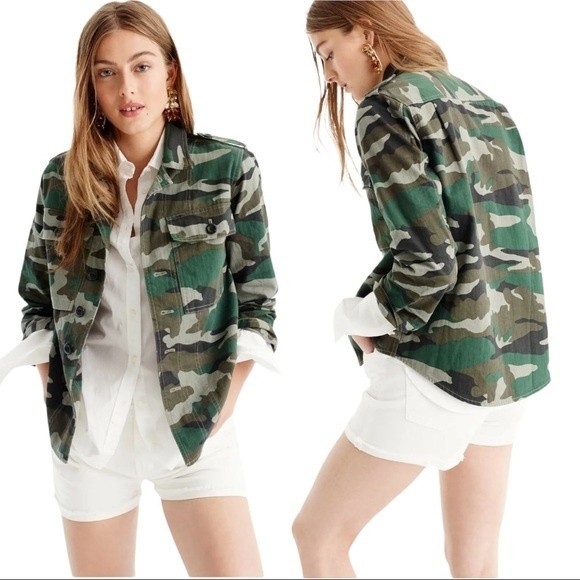 J. Crew Jackets & Blazers - J. Crew Camo Utility Shirt-Jacket Shacket Women's S Green Indie Sleaze